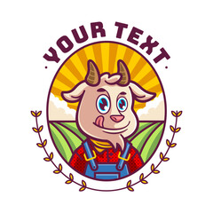 illustration of cute goat farmer badge	
