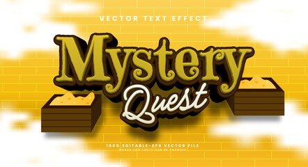 Mystery quest cartoon editable vector text effect, for the treasure theme.