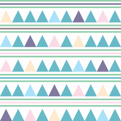 Vector seamless pattern with geometric shapes with pastel colors, stripes and triangles together. Simple candy looks pattern for children and girls.