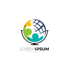 Charity logo and globe design vector, earth and family logos