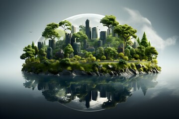 Photo illustration of environmentally friendly and ecology concept - obrazy, fototapety, plakaty
