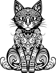 Fototapeta na wymiar Cat Mandala SVG, cat silhouette svg, cat svg, cat face svg, cat mom svg, peeking cat svg, cat quotes svg, black cat svg