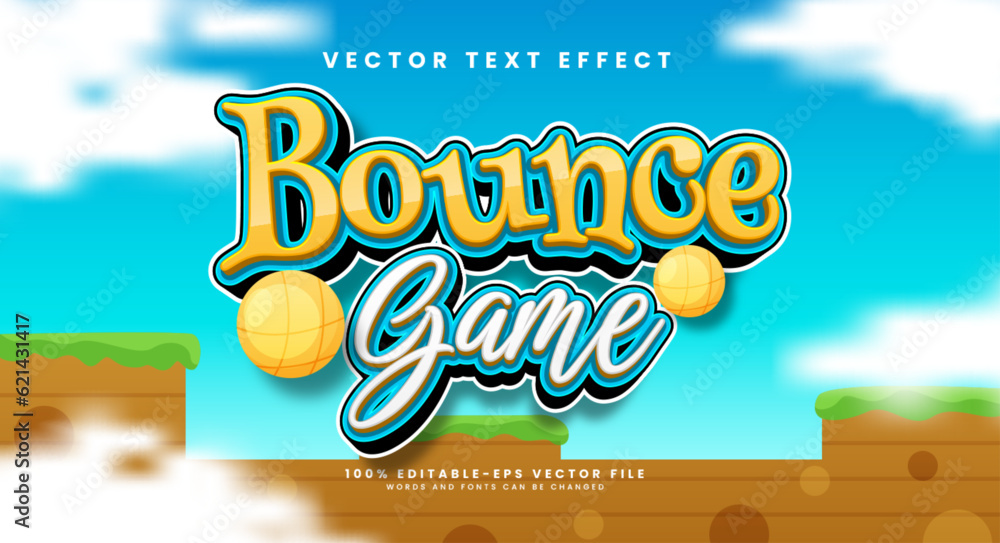 Poster bounce game cartoon editable vector text effect, for game asset needs.