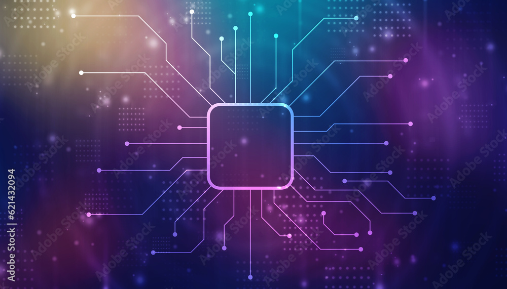 Poster abstract futuristic circuit board illustration, circuit board with various technology elements. circ