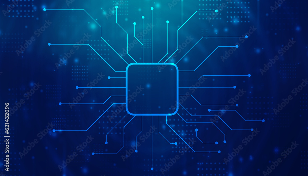 Poster abstract futuristic circuit board illustration, circuit board with various technology elements. circ