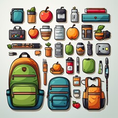 Back to school and childhood accessories illustration
