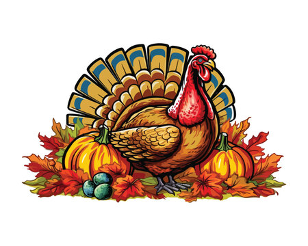 recommend clip art: Rooster cartoon character turkey bird. Happy thanksgiving day