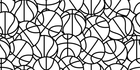 black white basketball seamless pattern