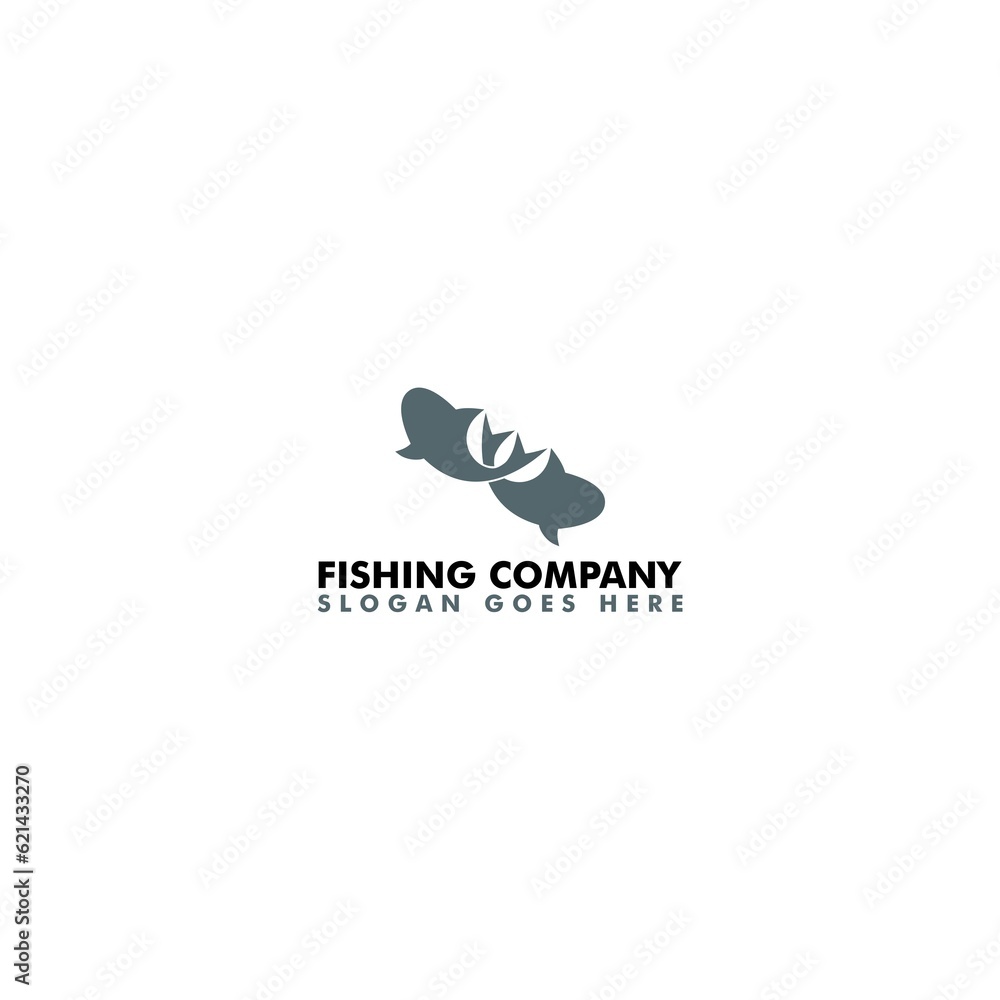 Sticker Fishing company icon design logo template. Fish abstract icon design logo