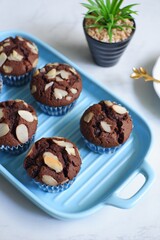 chocolate muffin in a plate 