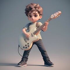 Fototapeta premium Cute boy playing guitar
