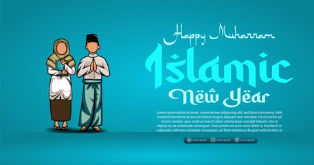 Vector muslim celebrate islamic new year