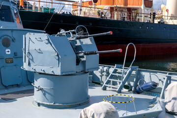 Anti-aircraft gun on a warship. Estonia, Tallinn