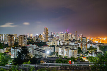 Night view of Singapore city Pictures from the cable car.