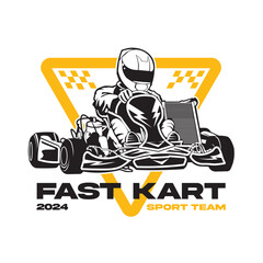 Go Kart racing vector illustration in colorful design, good for event logo also t shirt and racing team logo - obrazy, fototapety, plakaty