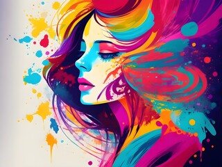 Naklejka premium Vibrant and captivating colorful abstract girl illustration available on Adobe Stock