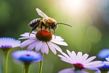 bee on flower and generated AI