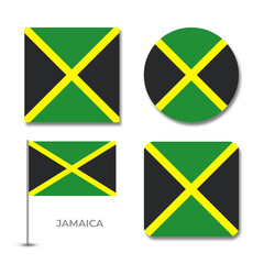 jamaica flag set design illustration template file format png transparent, national flag set design template illustration vector design with shadow