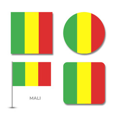 mali flag set design illustration template file format png transparent, national flag set design template illustration vector design with shadow