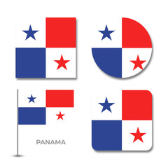 panama flag set design illustration template file format png transparent, national flag set design template illustration vector design with shadow