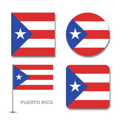 puerto rico flag set design illustration template file format png transparent, national flag set design template illustration vector design with shadow