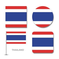 Fototapeta premium thailand flag set design illustration template file format png transparent, national flag set design template illustration vector design with shadow