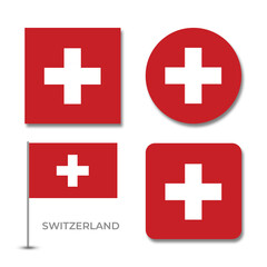 switzerland flag set design illustration template file format png transparent, national flag set design template illustration vector design with shadow