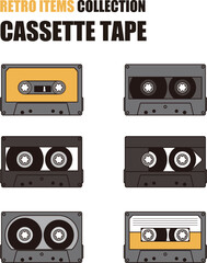 いろいろなカセットテープ（コンパクトカセット）のベクターイラスト