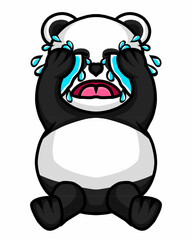 cartoon illustration of a panda who is crying because of love oustus