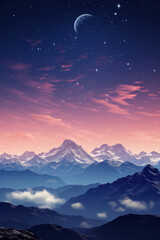 Fototapeta premium Sky with a mountain in the background. AI generative