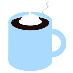 Delicious Hot Chocolate with Whipping Cream in a cup Vector Illustration