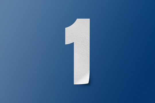 white paper type paper letter number 1 isolated on blue background - Powered by Adobe
