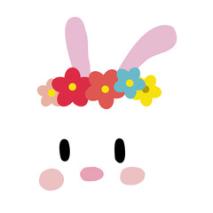 White rabbit icon with flower crown