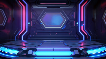 Obraz premium Abstract futuristic background with glowing neon lights illustration