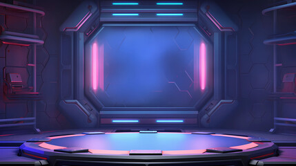 Obraz premium Abstract futuristic background with glowing neon lights illustration