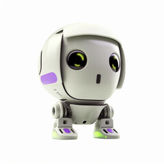 Isolated Mini Droid Robot Character Robotic Assistance Technology Artificial Intelligence 3D Bot Machine