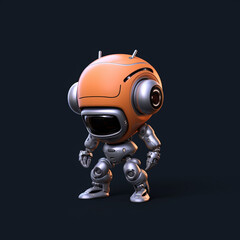 Isolated Mini Droid Robot Character Robotic Assistance Technology Artificial Intelligence 3D Bot Machine 