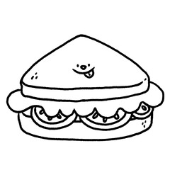 cute sandwich doodle line