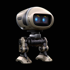 Isolated Mini Droid Robot Character Robotic Assistance Technology Artificial Intelligence 3D Bot Machine 