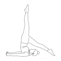 Line art of woman doing Yoga in shoulderstand pose vector