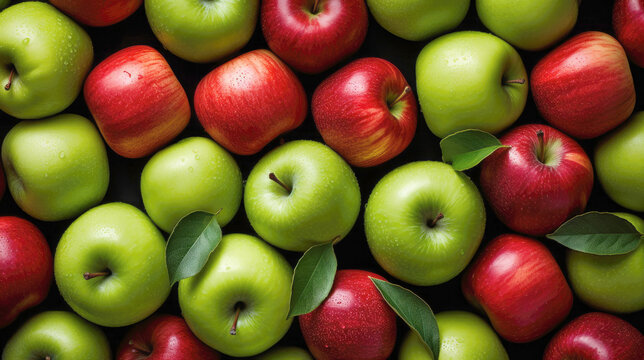 Background of red and green apples