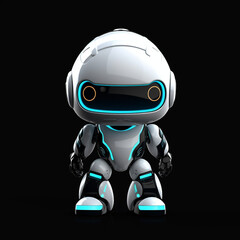 Isolated Mini Droid Robot Character Robotic Assistance Technology Artificial Intelligence 3D Bot Machine 