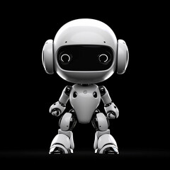 Isolated Mini Droid Robot Character Robotic Assistance Technology Artificial Intelligence 3D Bot Machine 