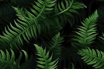 Fototapeta na wymiar Fern Ferns Lush Green Seamless Texture Pattern Tiled Repeatable Tessellation Background Image