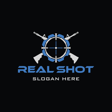 Tactical Target Rifle military Gear design armory squadrone team in circle logo template
