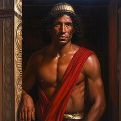 Fototapeta na wymiar Ancient Egyptian Man. Generative AI. A digital painting of a man from ancient Egypt. 