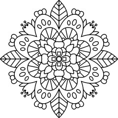 Mandala outline for adult coloring page