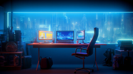 Workbench room of IT staff high technology, Generative Ai
