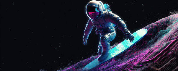 astronaut surfing in space