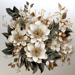 White background with gold frame and aesthetic color. AI Generative